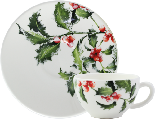 Coffret De 2 Tasses Avec Soucoupe En Fa&iuml;ence Th&eacute; Holly